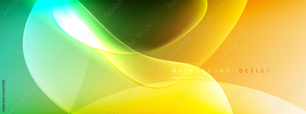 Wall mural vector abstract background - liquid bubble shapes on fluid gradient with shadows and light effects. 