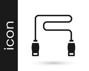 Black Jump rope icon isolated on white background. Skipping rope. Sport equipment. Vector.