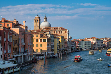 Venice Grand canal with gondolas, Italy in summer