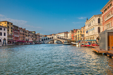 Rialto bridge and Grand Canal in Venice, Italy in Europe