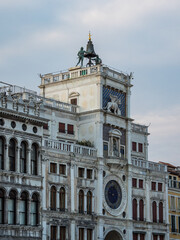 Astronomical clock tower with zodiac signs of St. Mark in Venice, Italy