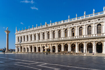 Fototapeta na wymiar Marciana Library of Saint Mark renaissance style facade in Venice, Italy
