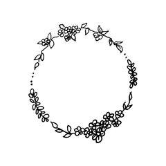 Beautiful hand drawn floral wreath vector