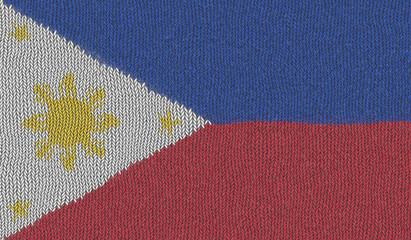 Detailed Illustration of a Knitted Flag of Philippines