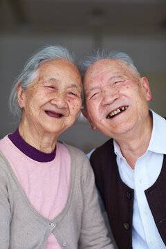 happy senior asian couple portrait