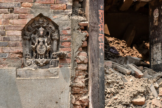 Destroyed building after the 2015 earthquake in Nepal