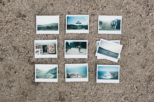 layout grid of instant photos