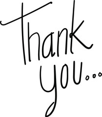 Thank you typography lettering doodle handwritten greeting vector design
