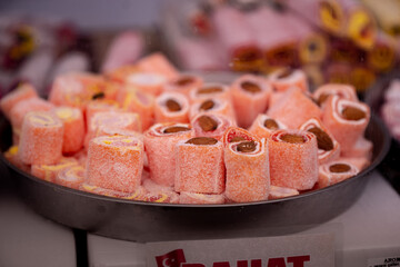 turkish delights on market. oriental candy bazaar