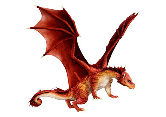 Naklejka premium 3D Rendering Fairy Tale Dragon on White