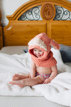 Girl wearing lamb cowl