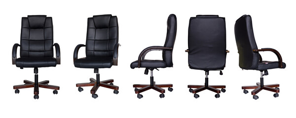 set of Office chair or desk chair isolated on white background in various points of view. - Powered by Adobe