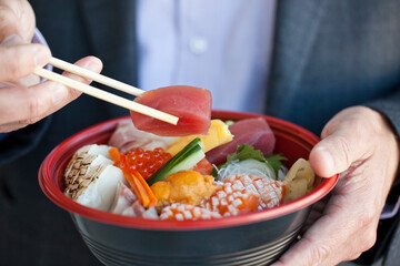 Business Man Eating Takeout Lunch