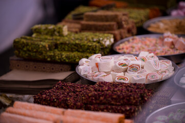 turkish delights on market. oriental candy bazaar
