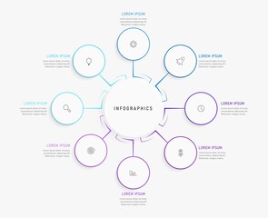 Vector Infographic label design template with icons and 8 options or steps. Can be used for process diagram, presentations, workflow layout, banner, flow chart, info graph.