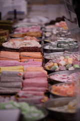 turkish delights on market. oriental candy bazaar