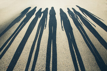 Shadows of a group of girls