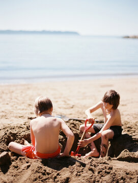 kids playing at the beach