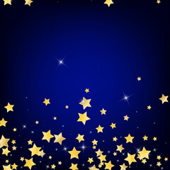 Gold Luxury Stars Vector Blue Background. Cosmos 