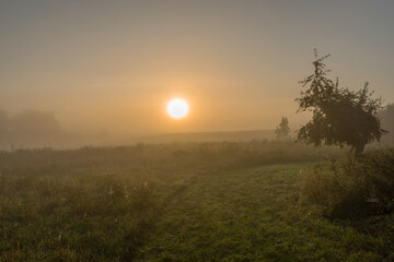 sunrise on an early autumn day in the Uckermark, Germany