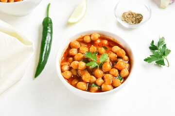 Indian style cooked chickpeas