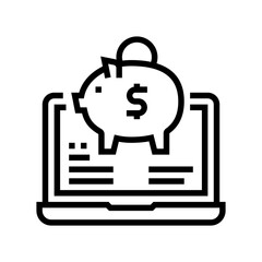 Fototapeta premium internet money box line icon vector. internet money box sign. isolated contour symbol black illustration