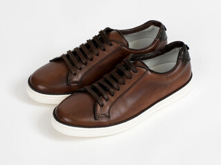 Leather shoes on a white background