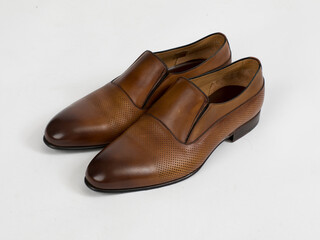 Leather shoes on a white background
