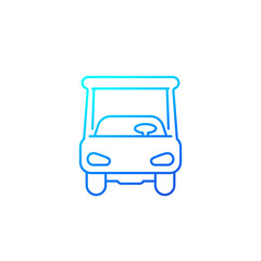 Golf cart, car icon on white, line