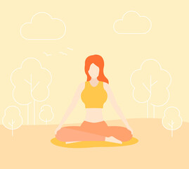 yoga, meditation in park, vector