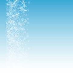 Gray Snowfall Vector Blue Background. Sky Snow 