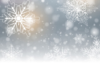 Christmas background with snowflakes, winter snow background, vector illustration