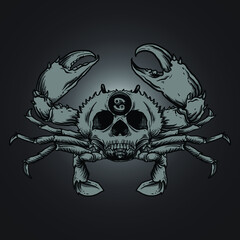 artwork illustration and t-shirt design cancer skull zodiac  premium vector