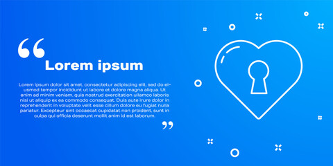 White line Heart with keyhole icon isolated on blue background. Locked Heart. Love symbol and keyhole sign. Vector.