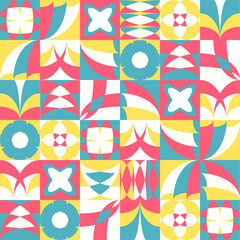 Abstract geometric shape design. Colorful creative seamless pattern. Concept for background, textile, fabric, gift wrap, banner