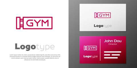 Logotype line Location gym icon isolated on white background. Logo design template element. Vector.