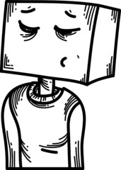 Box Boy Character doodle design element for your emoticon needs