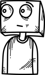 Box Boy Character doodle design element for your emoticon needs