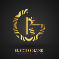 Letter GR linked logo design circle G shape. Elegant golden colored, symbol for your business name or company identity.