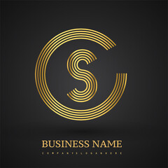 Letter CS linked logo design circle G shape. Elegant golden colored, symbol for your business name or company identity.