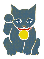 縁起物・商売繁盛のご利益がある招き猫の手描きイラスト