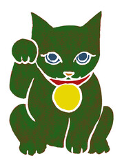 縁起物・商売繁盛のご利益がある招き猫の手描きイラスト