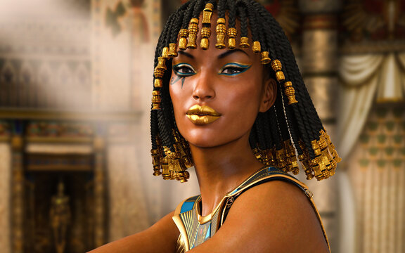 Close Up Portrait Of Egyptian Pharaoh Queen Cleopatra .