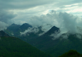 Mountains with cloudy sky in northern Spain