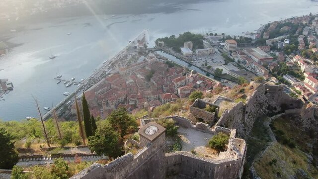 Fortifications of Kotor, fortress of St. John (St. Ivan), Montenegro, drone view