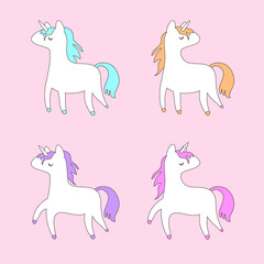 Cartoon Cute little pony vector illustration with pastel color and hand drawn style
