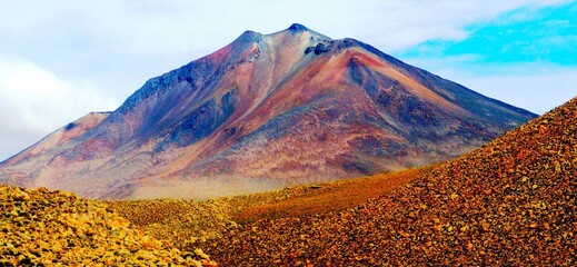Andes colored volcanic mountains in Bolivia, South America. Incredible mountainous landscape....