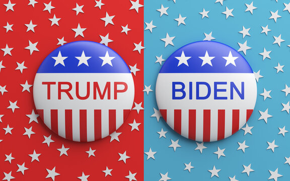 Bengkulu, Indonesia - October 05, 2020: USA presidential election concept Trump vs Biden badge, 3D rendering illustration.