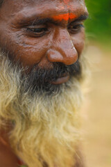 Obraz premium Portrait of Indian sadhu ,Indian old monk sadhu