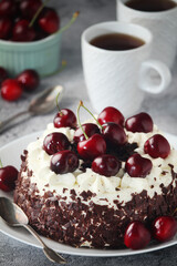 A traditional German chocolate and cherry cake Schwarzwald